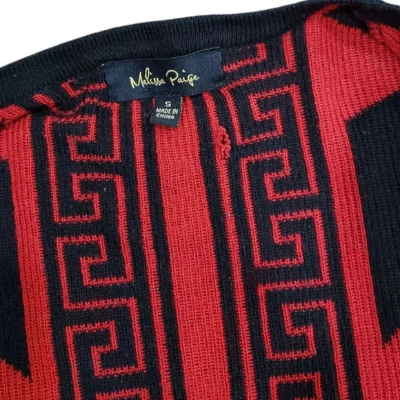 Melissa Paige Red Aztec Geo Print Cardigan S - Picture 4 of 4